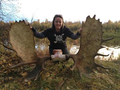 Oklahoma Girl and Her Moose