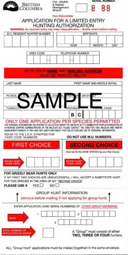 Limited Entry Application Card