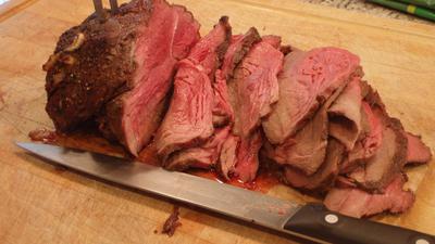 Moose Roast Cooked Rare