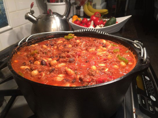 Spicy Moose Chili in a Dutch Oven