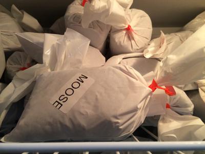 Packages of Frozen Moose Hamburger