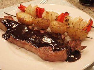 Moose Steak with Red Wine Reduction Sauce