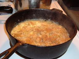 Browning the pheasant nuggets